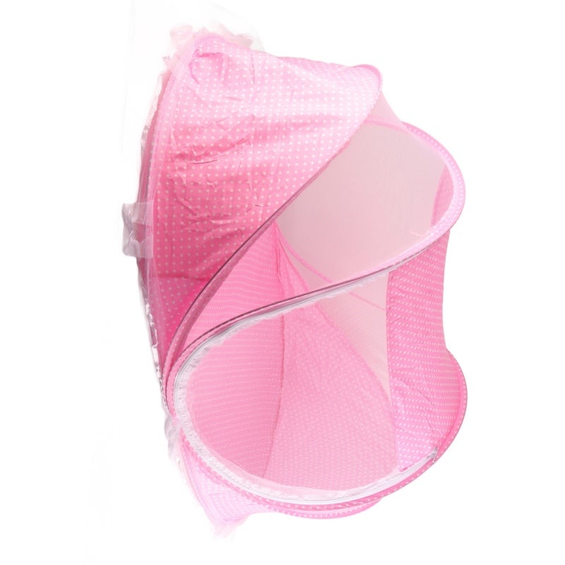 Portable Bed Net Pink Breathable Clear-View Mesh - Tool-Free Fast Setup Foldable Crib Tent for Indoor Outdoor Travel Baby Infant Use - Image 3