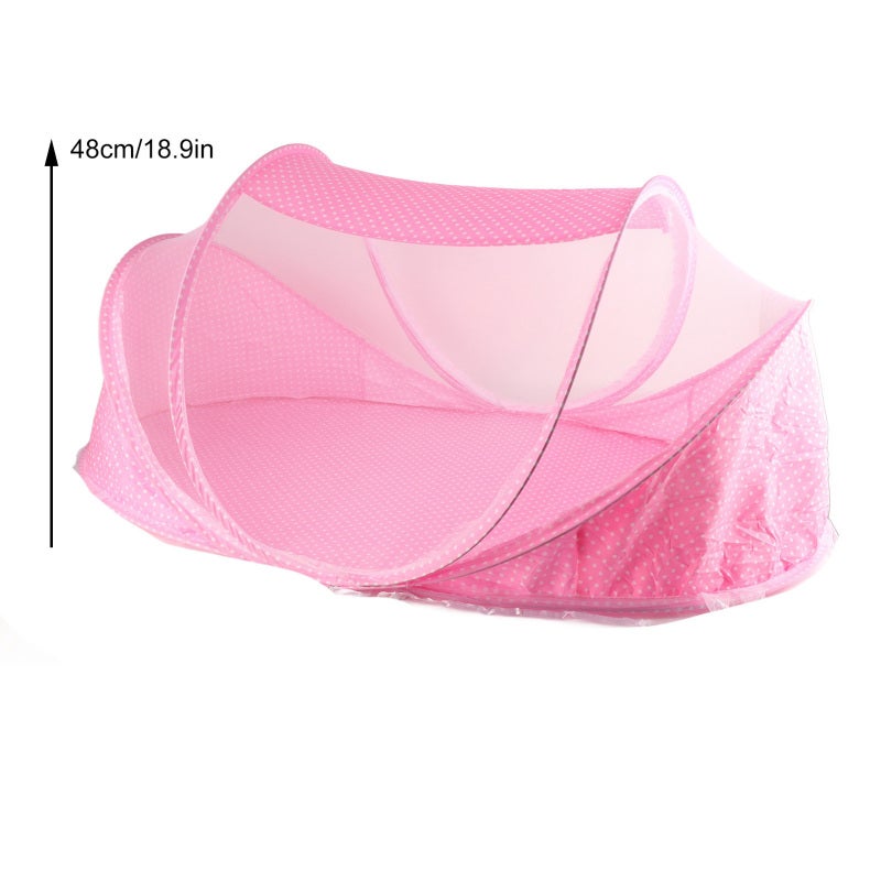 Portable Bed Net Pink Breathable Clear-View Mesh - Tool-Free Fast Setup Foldable Crib Tent for Indoor Outdoor Travel Baby Infant Use - Image 2