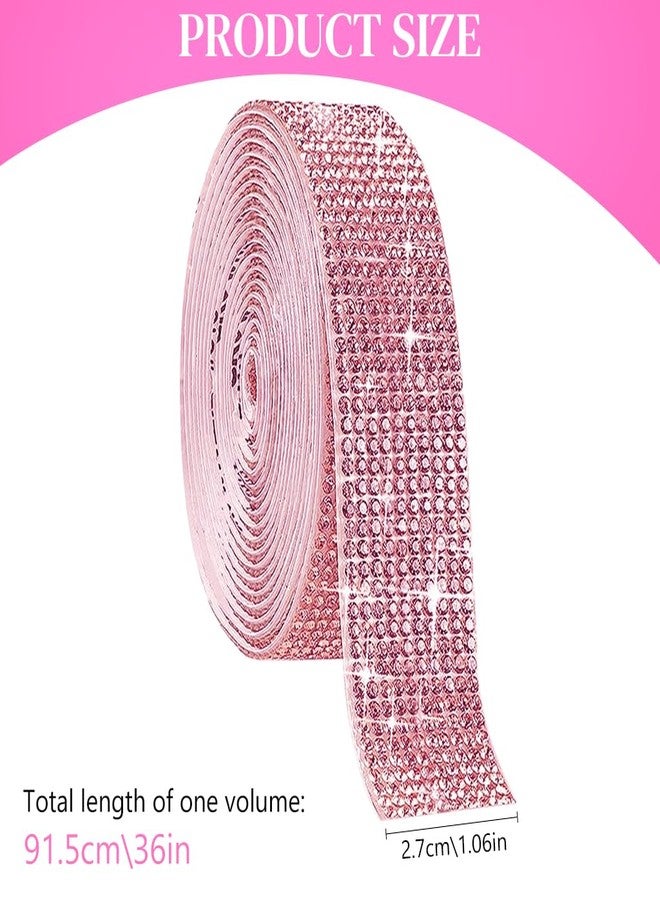 ماي كرييت شريط لاصق ذاتي من أحجار الراين الكريستالية من MAYCREATE®، لفة واحدة، شريط لاصق مرصع بأحجار الراين، مناسب للأعمال الفنية والحرف اليدوية، وحفلات الزفاف وأعياد الميلاد، والمناسبات الخاصة، وتزيين السيارات والهواتف، لون وردي - Image 2