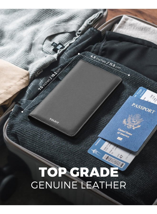 VULKIT VULKIT Passport Holder Wallet Genuine Leather Top Grade RFID Blocking Travel Wallet for Men & Women  - Image 3
