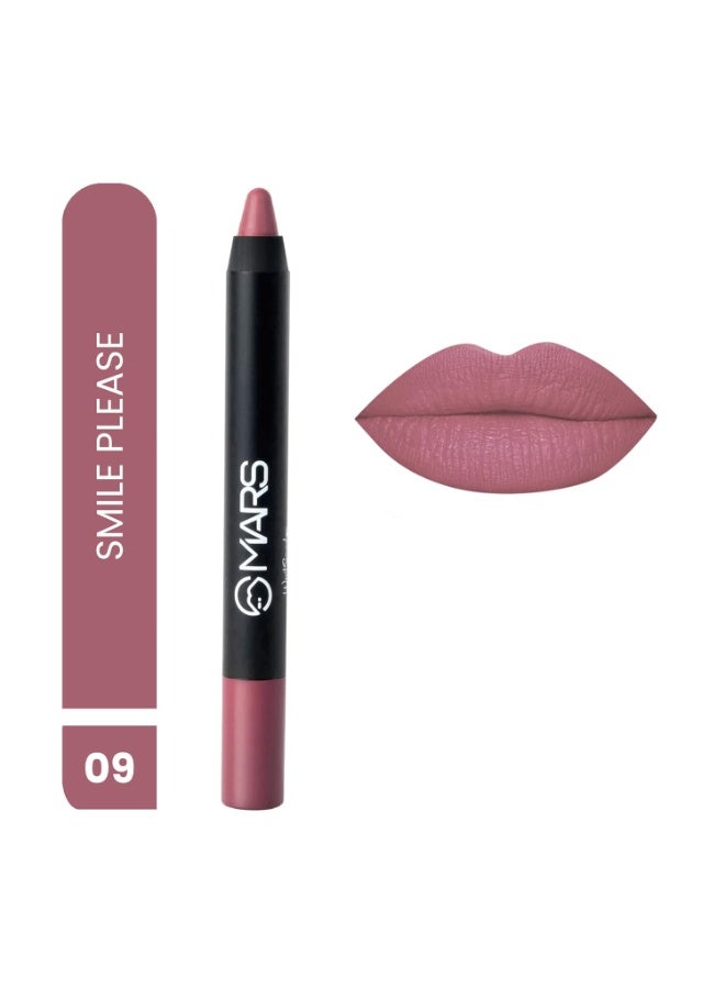 MARS Long Lasting Crayon Lipstick up to 12 Hours Stay | Matte Finish | Waterproof | Won't Smudge Won't Budge Lip Crayon (3.5 gm) (09-Smile Please) - Image 2