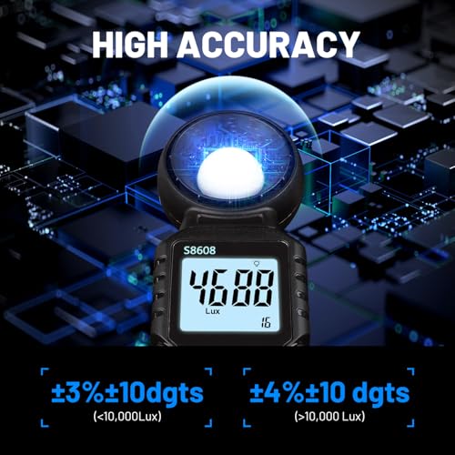 Mcbazel Digital Illuminance Light Meter, Photometer Light Intensity Sense Tester with LCD Display,Lux Meter Range up to 200,000 Lux for Grow Plants/Photography/Indoor/Garden - Image 4