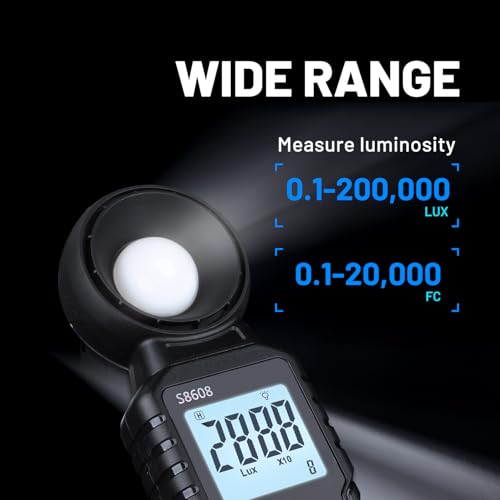 Mcbazel Digital Illuminance Light Meter, Photometer Light Intensity Sense Tester with LCD Display,Lux Meter Range up to 200,000 Lux for Grow Plants/Photography/Indoor/Garden - Image 3