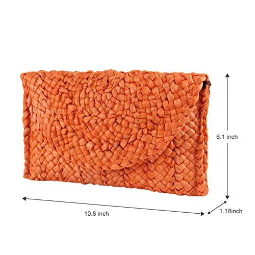 LUI SUI Women Straw Clutch Purse Handbag Straw Shoulder Bag Summer Beach Bag Woven Bag Envelope Purse Wallet - Image 4