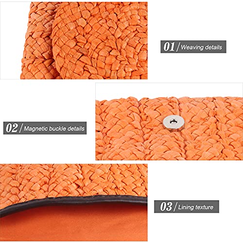 LUI SUI Women Straw Clutch Purse Handbag Straw Shoulder Bag Summer Beach Bag Woven Bag Envelope Purse Wallet - Image 3