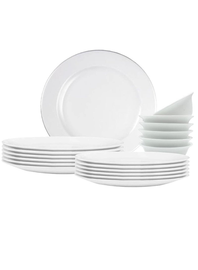 Houzi Houzi 18 Pcs Opal ware Dinner set 6 x Dinner plate 6 x Dessert plate 6 x Bowls Dishwasher Microwave Freezer safe BPA Free Heat resistance  - Image 1