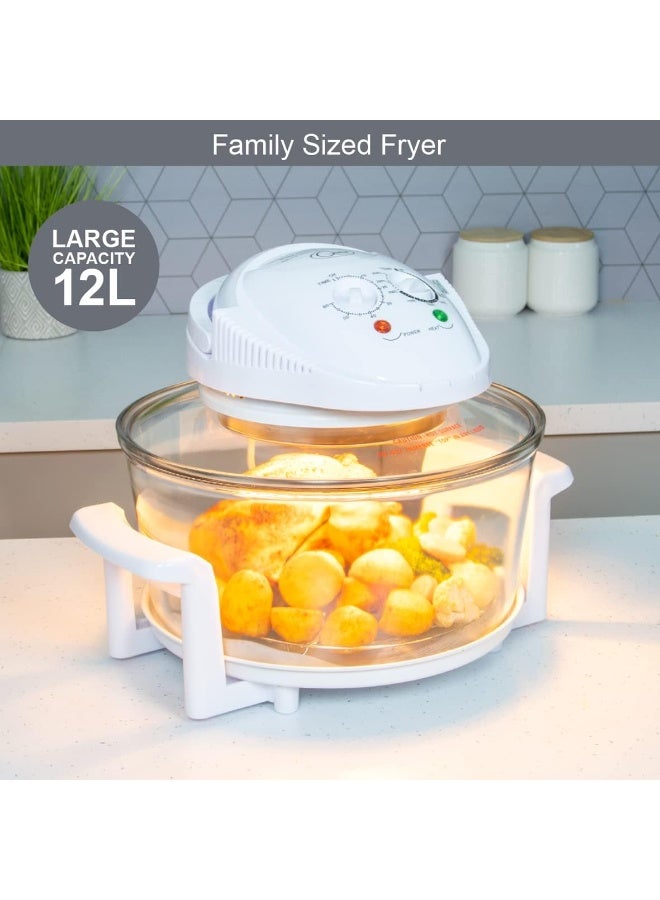 Hope 12-Litre Low Fat Halogen Oven, 1300W Air Fryer Cooker with Halogen, Convection and Infrared Cooking Power, 60-Minute Timer and Adjustable Temperature Dial for Roasting, Baking and Everyday Cooking - Image 2