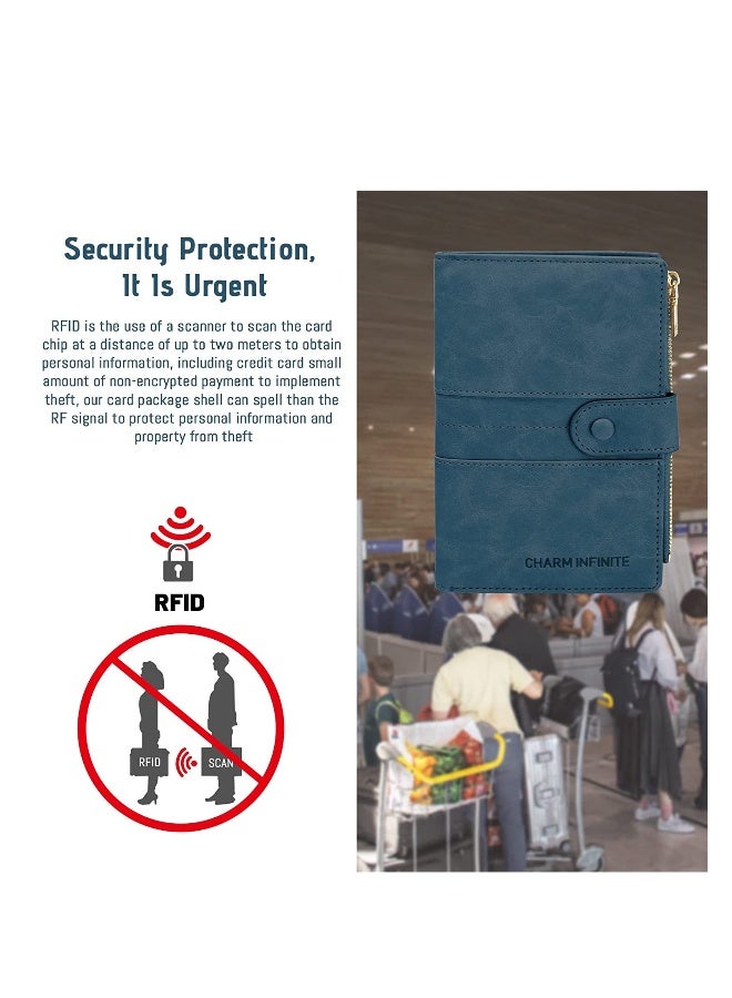 Passport Holder RFID Blocking Passport Cover Case PU Leather Travel Wallet for Passport Credit Cards Bi fold Large Capacity Travel Card Purse with Zipper  - Image 4