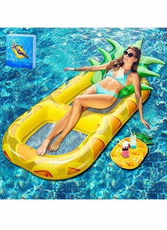 Excefore Pool Inflatable Floats Adult, Giant Pineapple Inflatable Pool Floats With Cup Holder,170 CM Beach Floaties Lounge Luxury Recliner  - Image 1