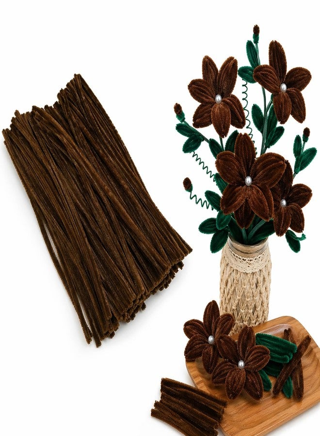 Velme Craft 100Pcs Pipe Cleaners Craft Set | Chenille Stem Fuzzy Sticks DIY Craft Supplies for Art Projects Activities, Decorations, Flower Making, Modeling & Sculpting (Dark Brown) - Image 1