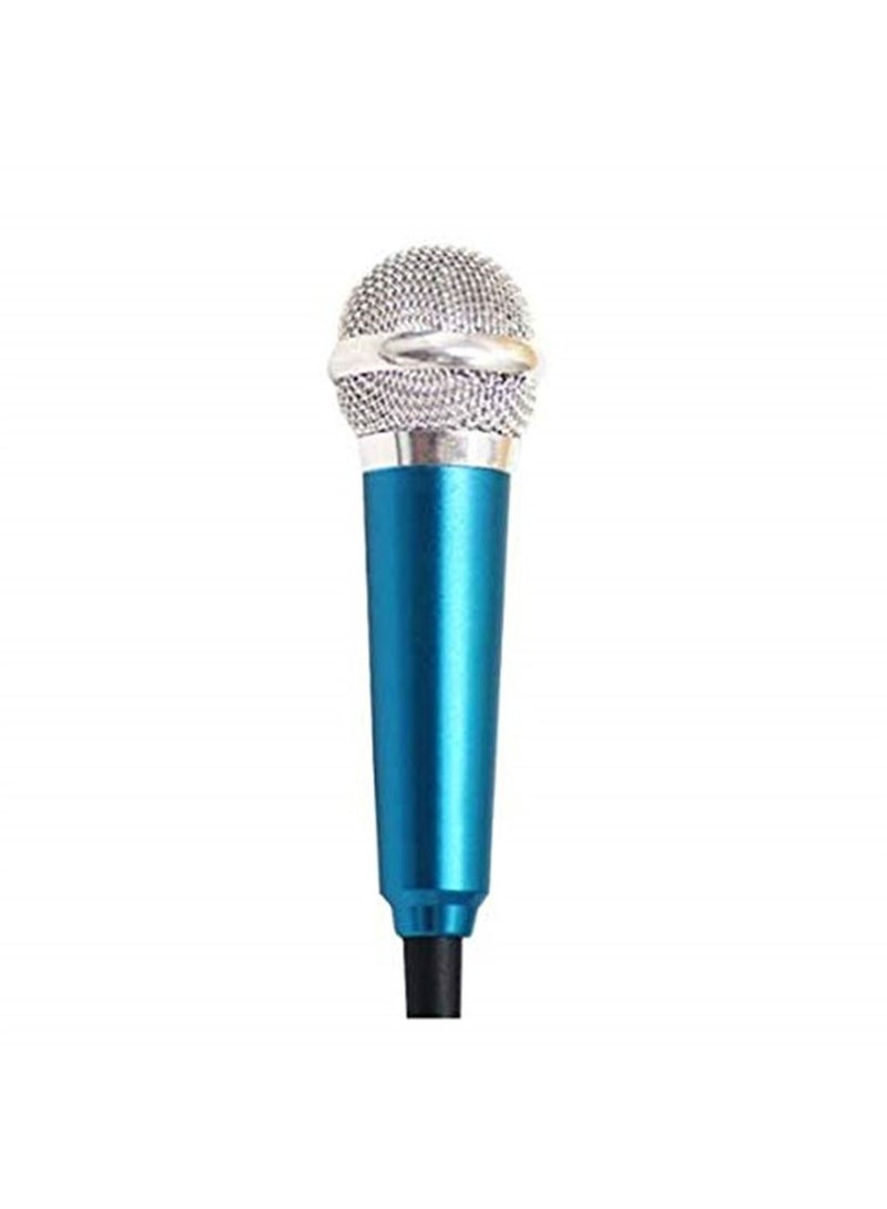 Blue Mini Microphone Stereo Condenser Mic for IOS Android Phone PC Laptop Chatting Singing Karaoke - Image 1