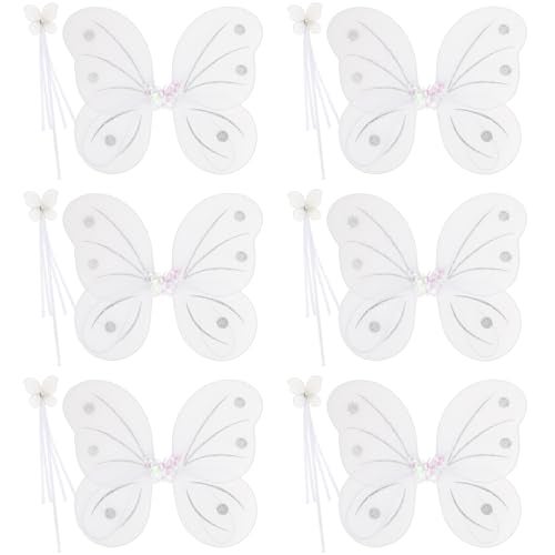 kilofly 6 Sets Angel Butterfly Wings Fairy Wands Princess Dress Up Costume - Image 1