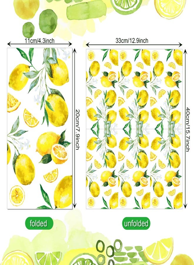 BHNACIER 40Pcs Lemon Paper Napkins Yellow Citrus Fruit Disposable Hand Napkin Watercolor Summer Fruit Disposable Hand Towel for Summer Kitchen, Bathroom, Tea Party, Baby Shower - Image 3