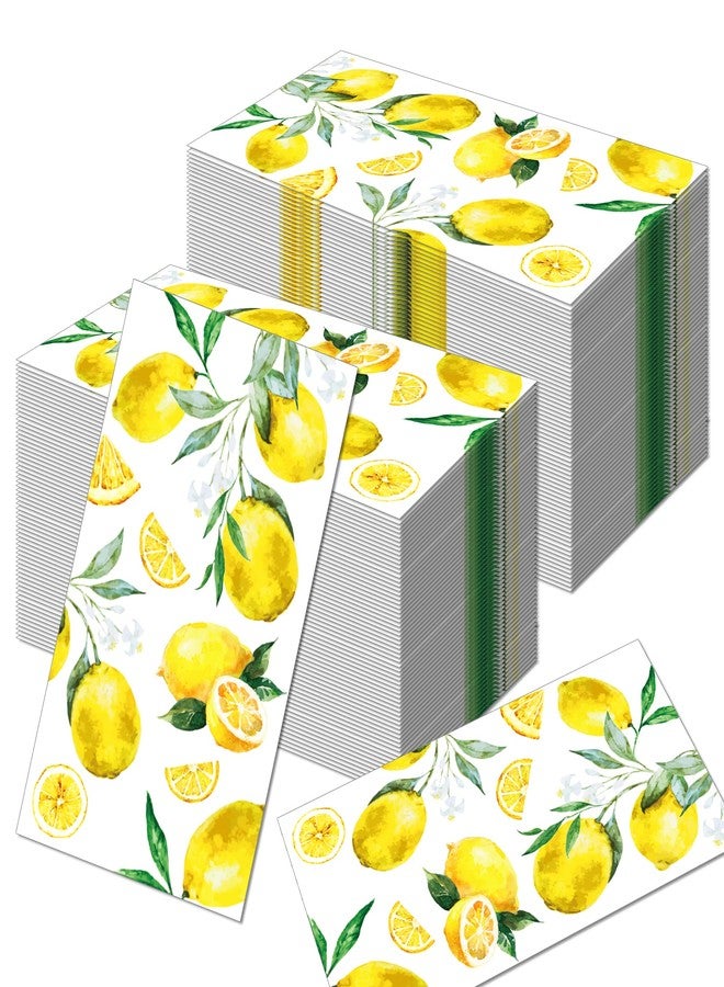BHNACIER 40Pcs Lemon Paper Napkins Yellow Citrus Fruit Disposable Hand Napkin Watercolor Summer Fruit Disposable Hand Towel for Summer Kitchen, Bathroom, Tea Party, Baby Shower - Image 1