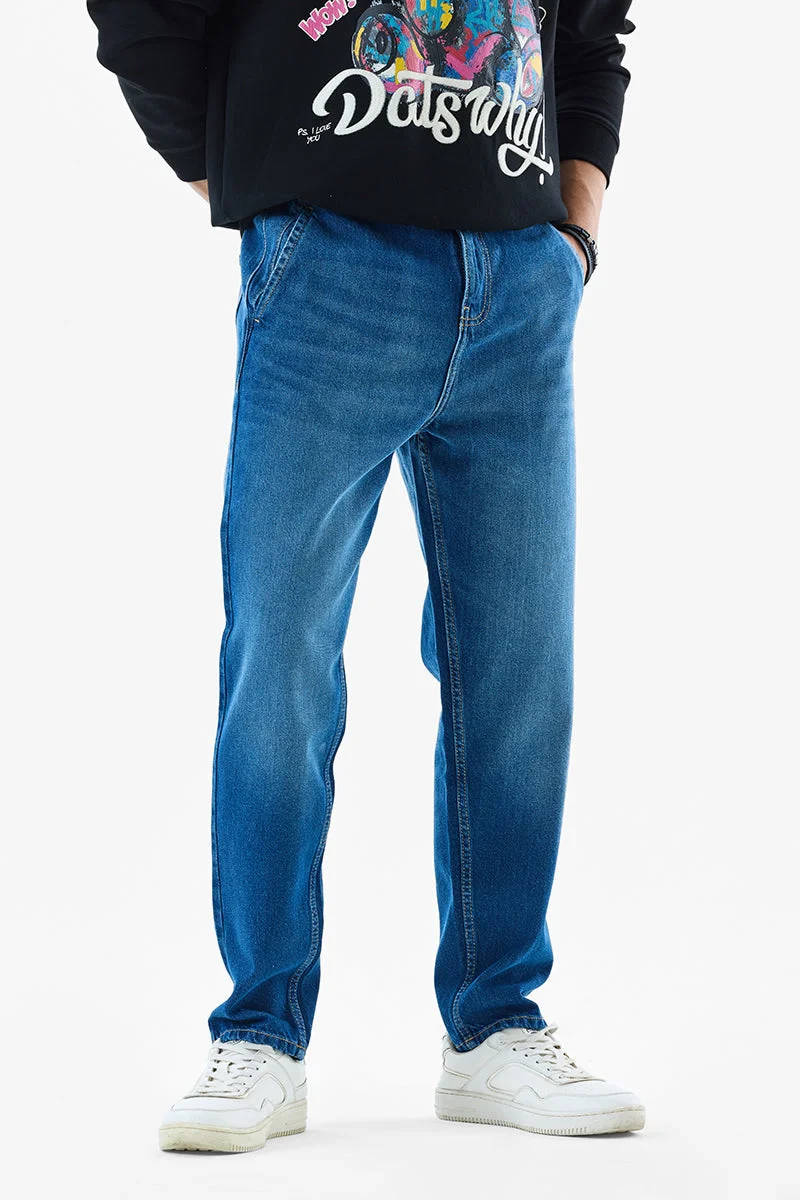 سنيتش Blue Solid Relaxed Casual Jeans