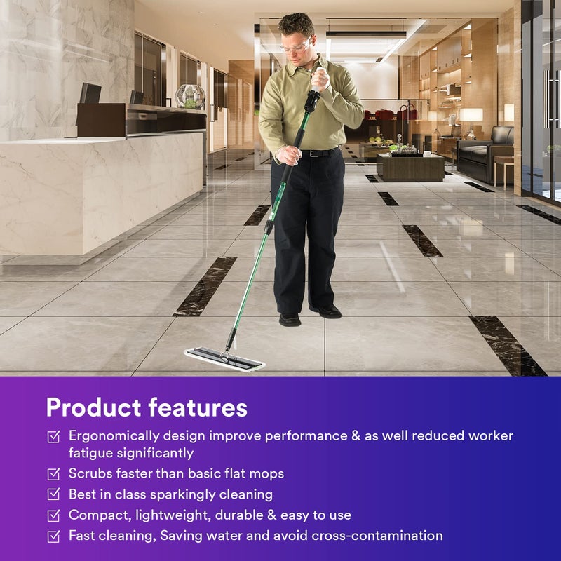 3M Easy Scrub Express Flat Mop Tool, Cleaning Mop with Pad Holder, Reusable Microfiber Cloth & Caddy Fluid Bottles, Easy to Use for Home & Commercial, Light Weight, Adjustable Handle, (16 in,1/case) - Image 5