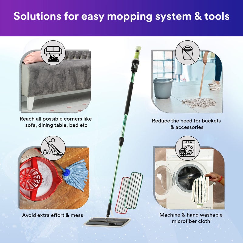 3M Easy Scrub Express Flat Mop Tool, Cleaning Mop with Pad Holder, Reusable Microfiber Cloth & Caddy Fluid Bottles, Easy to Use for Home & Commercial, Light Weight, Adjustable Handle, (16 in,1/case) - Image 2