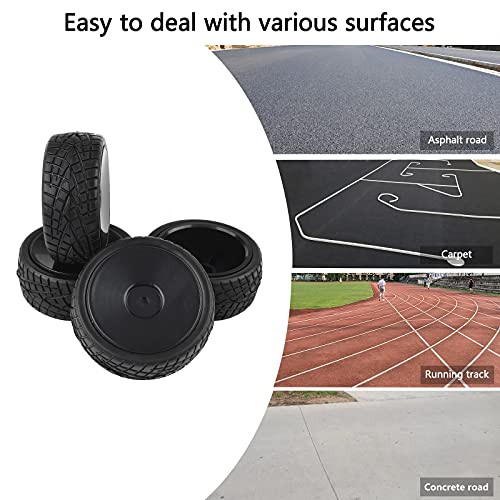 Rowiz 4PCS 1:10 On Road RC Tires 12mm Hub Wheel Rims Concentric Hard Dish for Touring Racing Cars, Black - Image 4