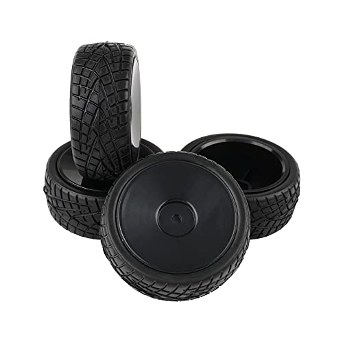 Rowiz 4PCS 1:10 On Road RC Tires 12mm Hub Wheel Rims Concentric Hard Dish for Touring Racing Cars, Black - Image 2