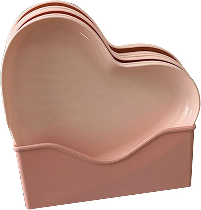 Zerodis طبق تقديم الوجبات الخفيفة على شكل قلب بلاستيكي صحن عشاء صينية تقديم الطعام طبق تقديم للحفلات أدوات المائدة للمناسبات حفلات الزفاف 5 أطباق مع حامل - Image 1