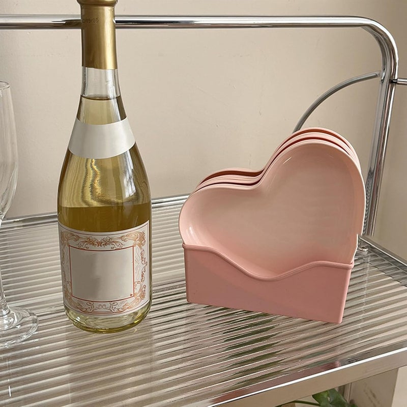 Zerodis طبق تقديم الوجبات الخفيفة على شكل قلب بلاستيكي صحن عشاء صينية تقديم الطعام طبق تقديم للحفلات أدوات المائدة للمناسبات حفلات الزفاف 5 أطباق مع حامل - Image 3