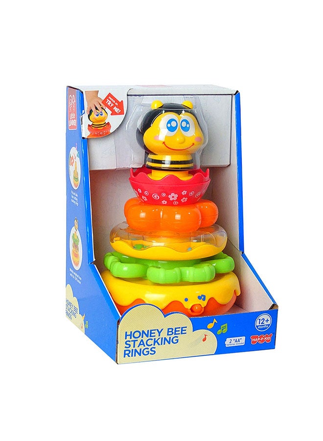 Happy Kids Little Learners Honey Bee Stacking Rings - Electronic Stacking Rings With Wobbly Weighted Base, Rattling Rings, Sing-Along Bee, 12M+ - Image 1