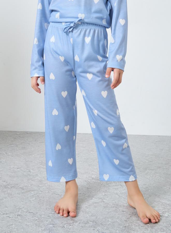 ستايلي طقم بلوزة بطبعة قلوب مع بنطال - Image 5