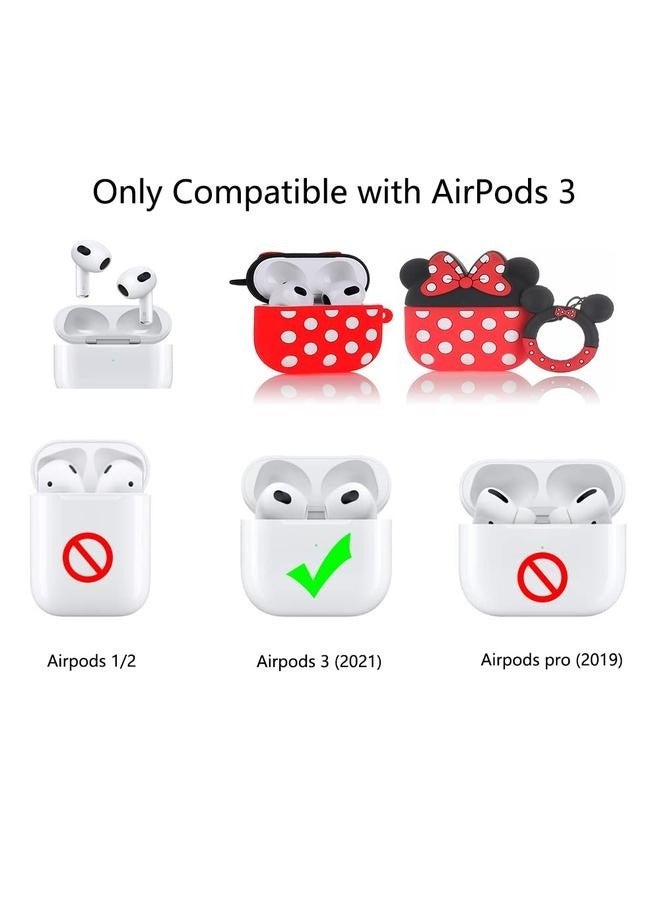 Protective Case Cover Compatible with New Apple AirPods 3rd Generation Red/Black，Silicone Cartoon Cute Case Protective Shockproof Covers for Airpods 3  - Image 3