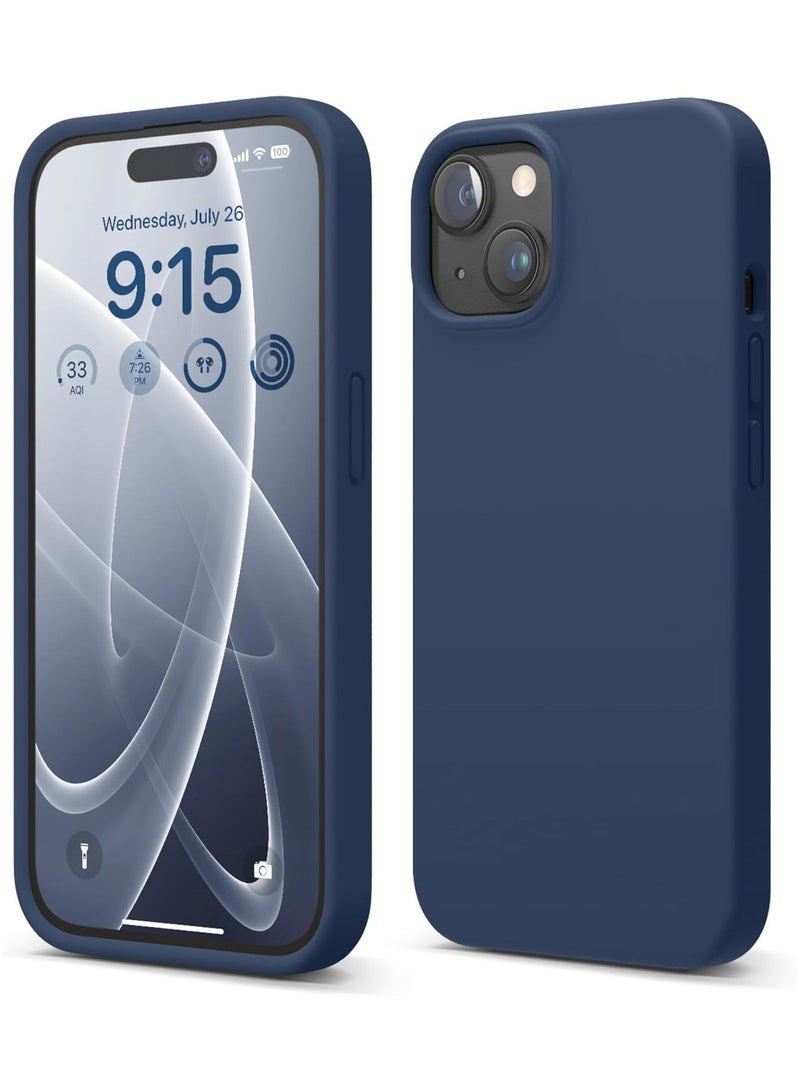 Delivus حافظة آيفون سيليكون - لمسة ناعمة حريرية مع حماية من السقوط بمعيار عسكري - بطانة ميكروفايبر مضادة للخدش - حافظة هاتف مضادة للصدمات رقيقة نحيفة (آيفون 15 بلس، أزرق بحري) - Image 1