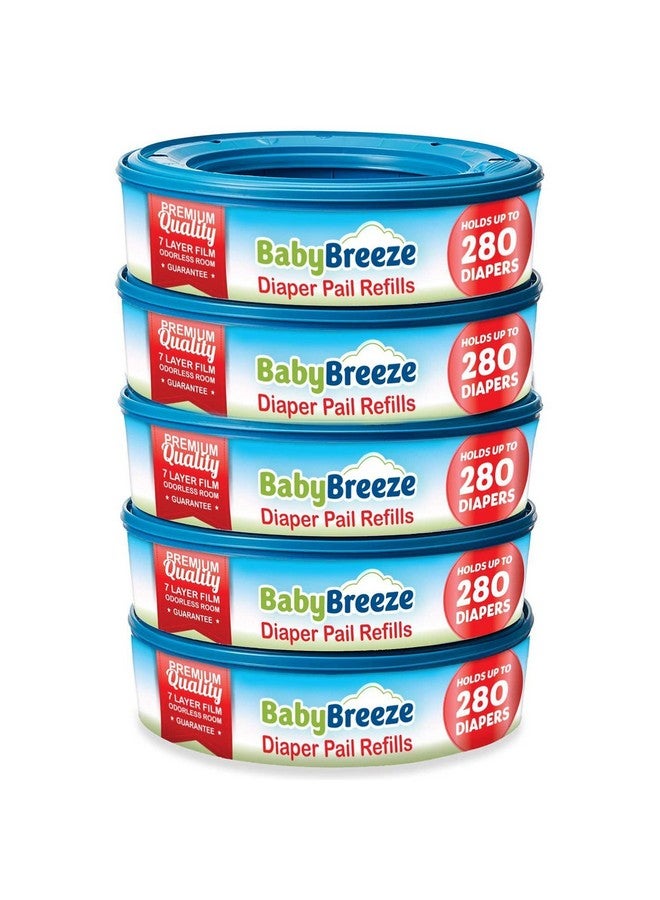 BabyBreeze Diaper Pail Refill Bags Compatible With Playtex Diaper Genie Pails Odor Absorbing Diaper Disposal Trash Bags 1400 Count (5Pack)  - Image 2