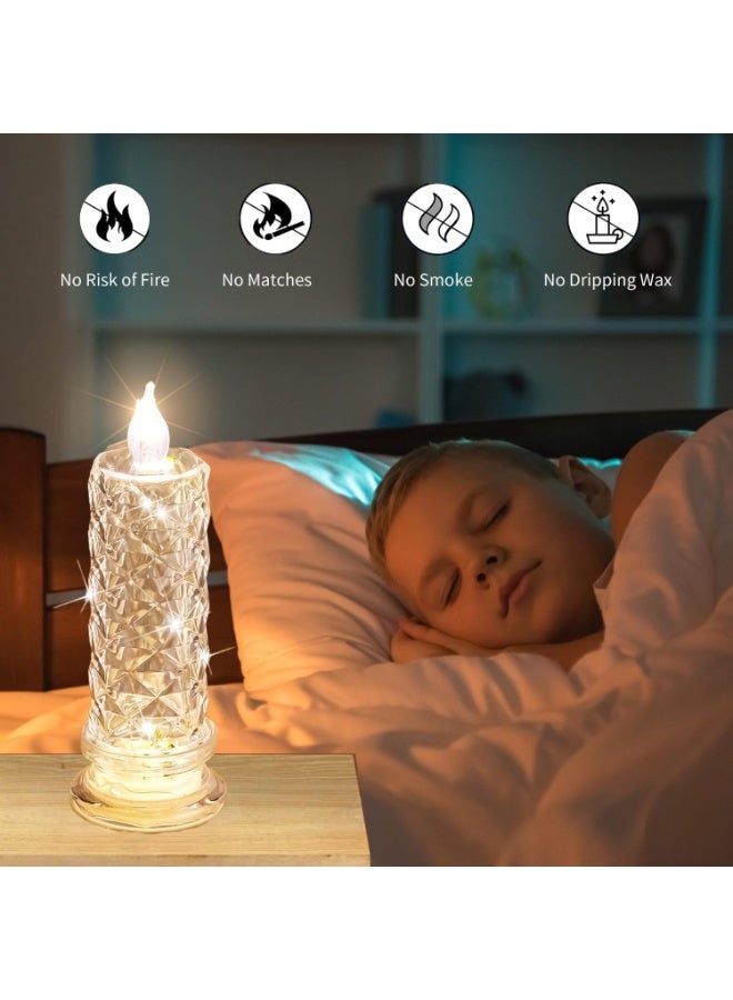 LED Flameless Realistic and Bright Candle Lights Shadow,Battery Operated Pillar Fake Candles For Halloween,Christmas,Weddings,Festivals Decoration (White) - Image 2