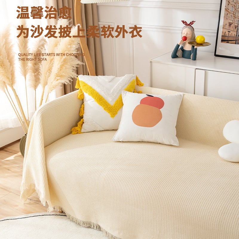 Internet Famous Ins Style Sofa Towel Anti-Cat Claw Cotton Linen Backrest Cloth Sofa Cushion Cover Blanket Cushion All Seasons Universal Cover Cloth - Image 2