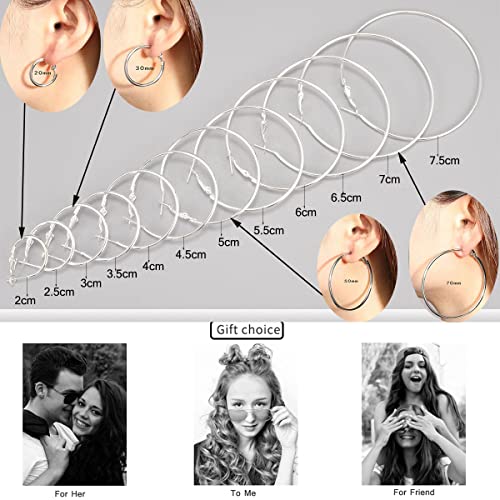 Spiritlele 24 Pairs Silver Hoop Earrings Lightweight Multipack Cubic Zirconia Earrings Assorted Earrings Set for Women - Image 5