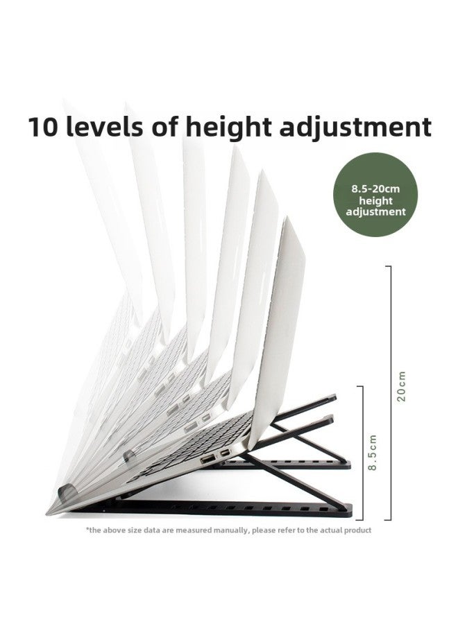 Notebook Stand N3 Folding Vertical Plastic Portable Heat Dissipation Base Desktop Elevation Lifting Flat Stand-Color:Black 10-file Upgrade + E-commerce Box + Storage Bag - Image 3