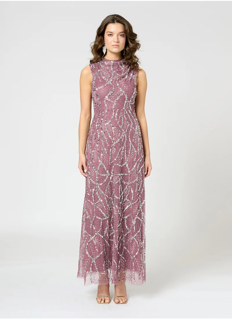 BEAUUT Audrey Embellished Sequin Maxi Dress