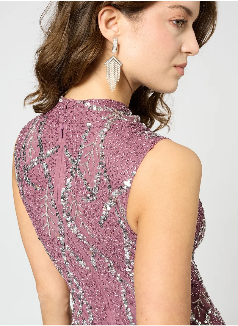BEAUUT Audrey Embellished Sequin Maxi Dress