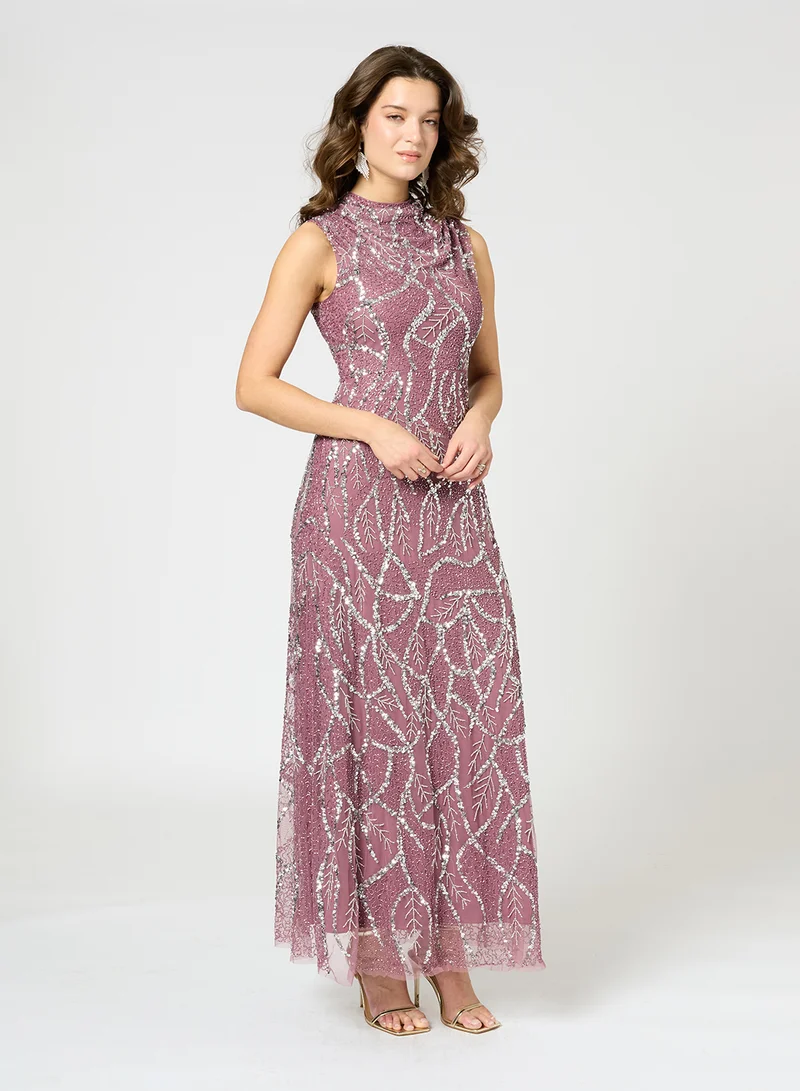 BEAUUT Sequin Embellished Gown Dress
