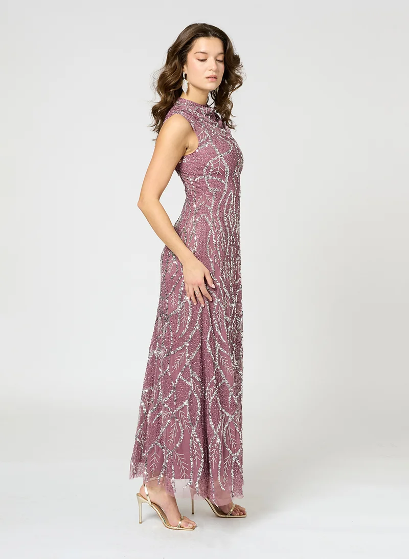 BEAUUT Sequin Embellished Gown Dress