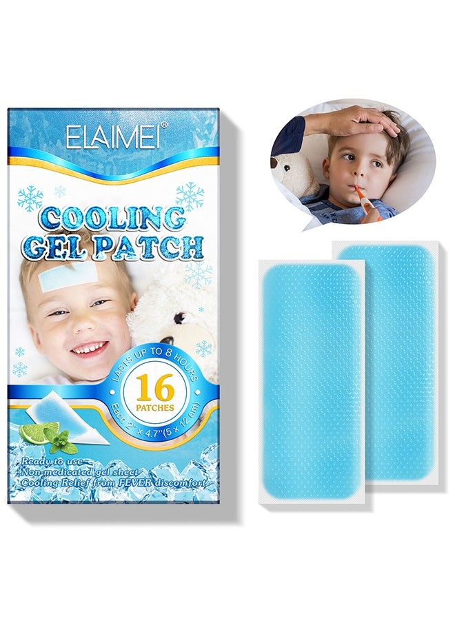 Elaimei 16 Pack Cooling Patch - Cooling Patch for Fever - Natural Headache Relief & Migraine - Soft Gel Sheet - Fever Patch for Children - Tension/Sinusitis - Headache Prevention  - Image 1