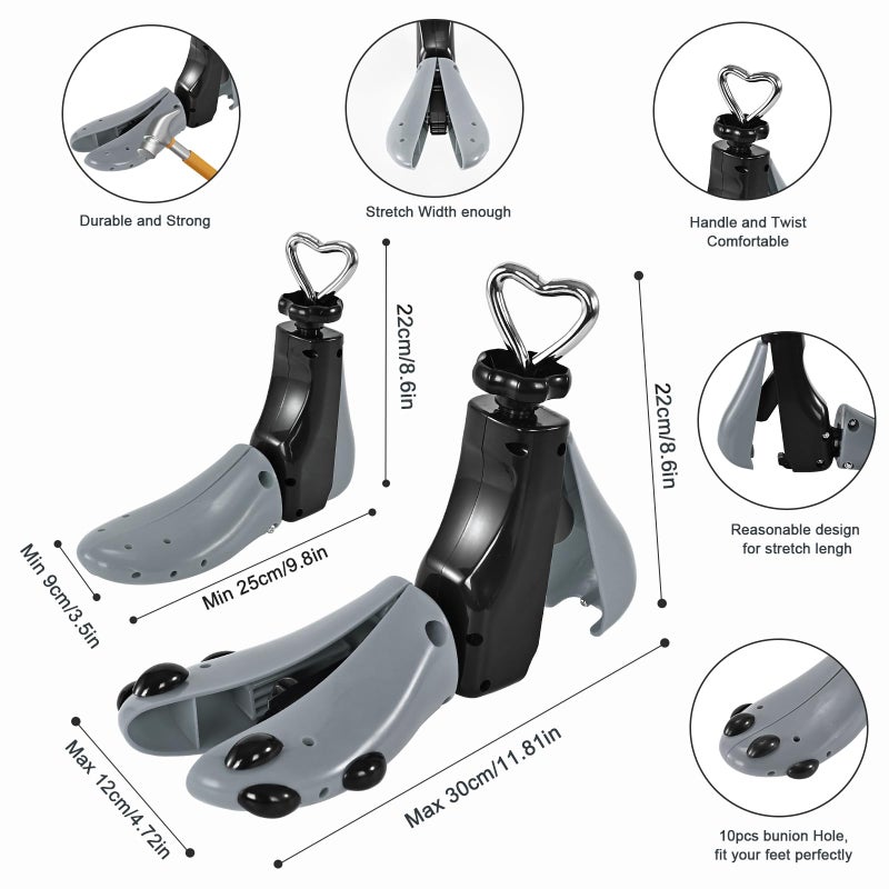 eachway Shoe Stretcher Women Men Professional Boot Stretcher Adjustable Width Length for Wide Feet (L (Wm's 11-14;men's 10-14) Grey1pcs) - Image 2