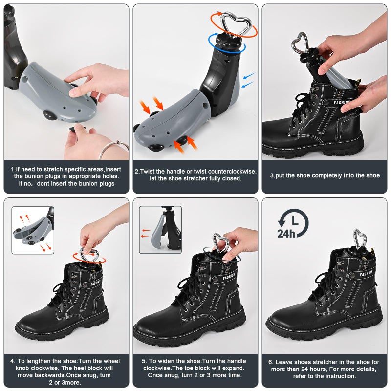 eachway Shoe Stretcher Women Men Professional Boot Stretcher Adjustable Width Length for Wide Feet (L (Wm's 11-14;men's 10-14) Grey1pcs) - Image 3