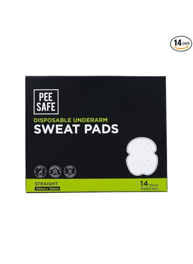بيساف فوط بي سيف الماصة للعرق تحت الإبط للاستخدام مرة واحدة (عبوة من 14 قطعة) - مستقيمة | تمنع البقع، وتمتص العرق والروائح الكريهة - Image 1