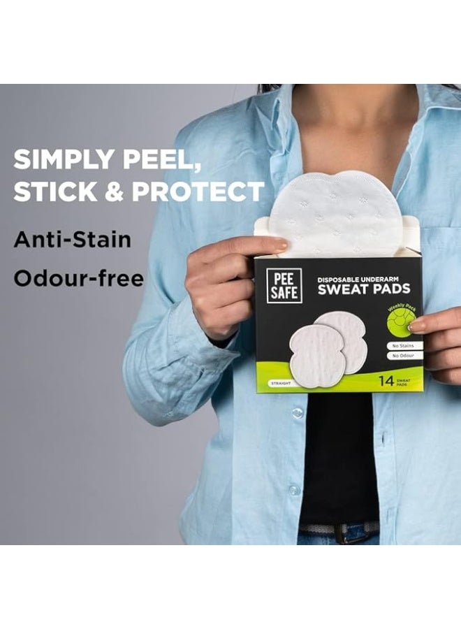 بيساف فوط بي سيف الماصة للعرق تحت الإبط للاستخدام مرة واحدة (عبوة من 14 قطعة) - مستقيمة | تمنع البقع، وتمتص العرق والروائح الكريهة - Image 2