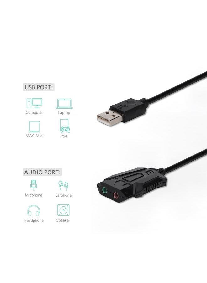 3.5mm USB2.0 External Sound Card USB Adapter USB to Microphone Speaker Audio Interface