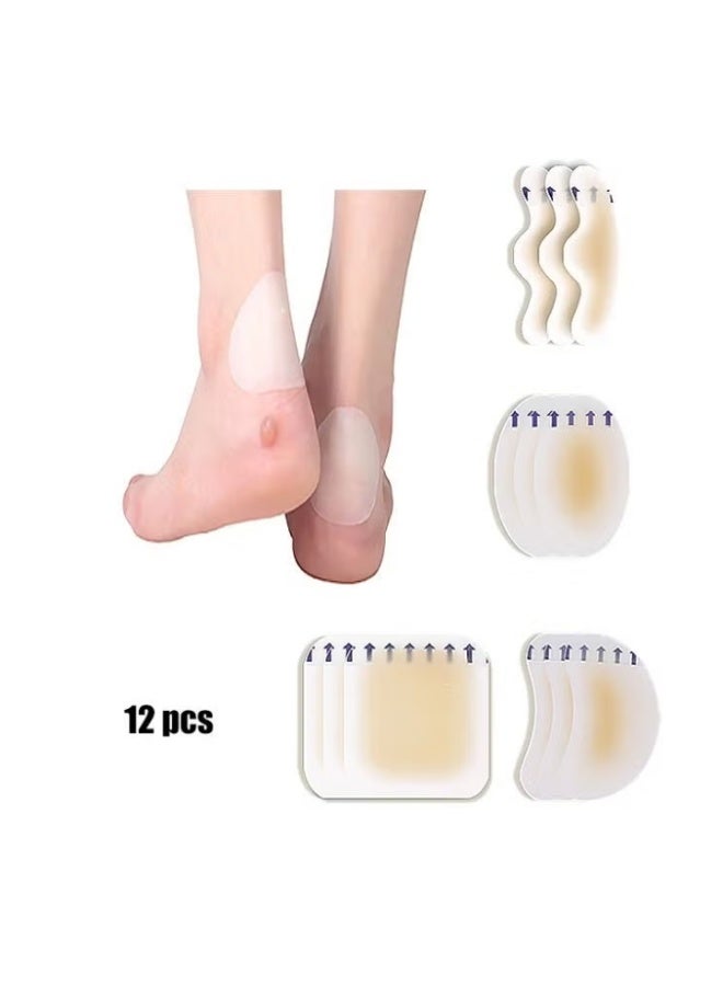 12 Pcs Gel Blister Cushions Blister Gel Guard Pads Heel Blister Patches Waterproof