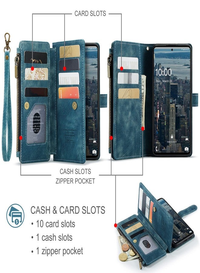 Asuwish Phone Case for Samsung Galaxy A52/A52S 5G Wallet Cover and Tempered Glass Screen Protector Flip Credit Card Holder Stand Cell Accessories Glaxay A 52 S 4G G5 Gaxaly 52A S52 52S Women Men Blue - Image 2