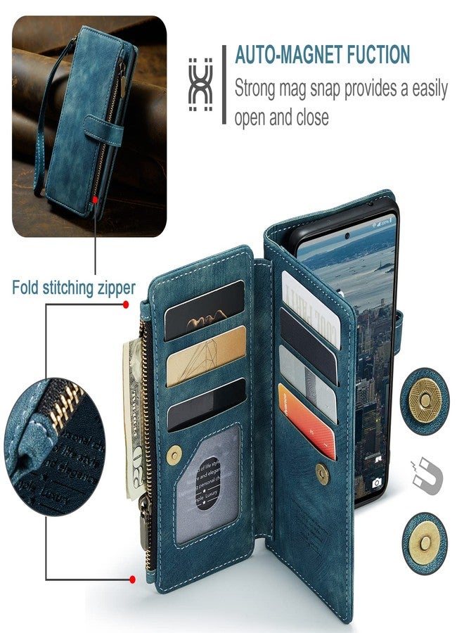 Asuwish Phone Case for Samsung Galaxy A52/A52S 5G Wallet Cover and Tempered Glass Screen Protector Flip Credit Card Holder Stand Cell Accessories Glaxay A 52 S 4G G5 Gaxaly 52A S52 52S Women Men Blue - Image 5