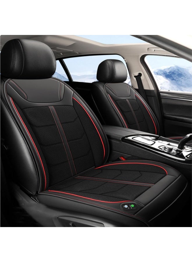 وسادة تبريد مقعد السيارة الصيفية 12 فولت مروحة تهوية الوسادة غطاء تبريد المقعد لمكيف السيارة للسائق، أسود - Image 1