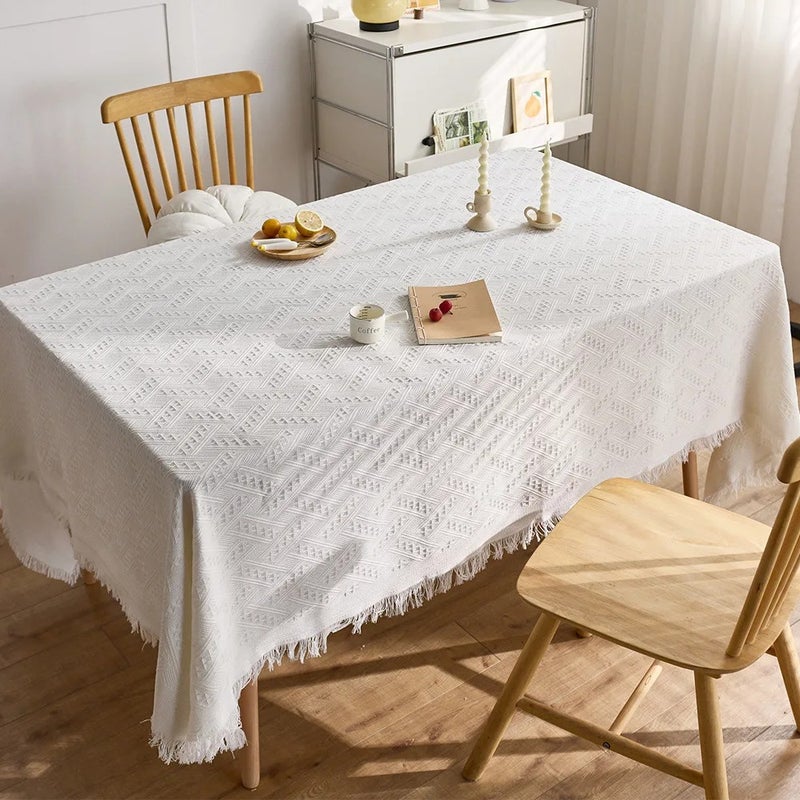 Bluejw American Style Rectangular Dining Tablecloth – Woven Cotton Linen Jacquard Fabric Table Runner for Decorative Table Mat, Stylish & Durable - Image 1
