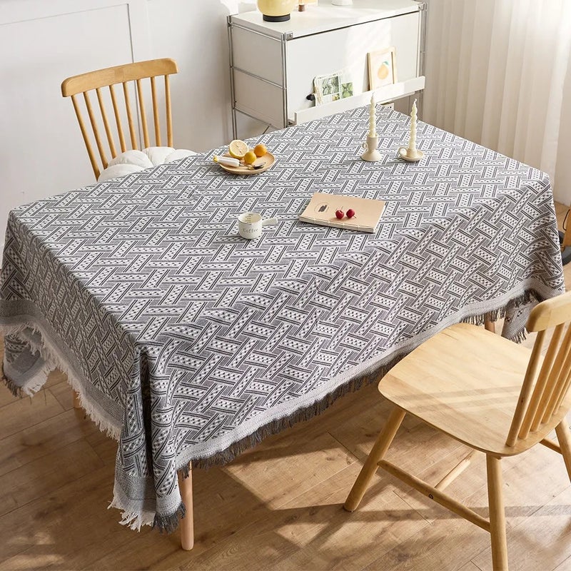 Bluejw American Style Rectangular Dining Tablecloth – Woven Cotton Linen Jacquard Fabric Table Runner for Decorative Table Mat, Stylish & Durable - Image 2